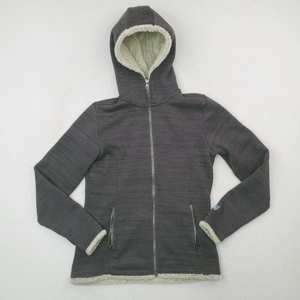 Kuhl Jacket Womens Small Gray‎ Alska Hoodie Sweater Fleece Outdoor 4148